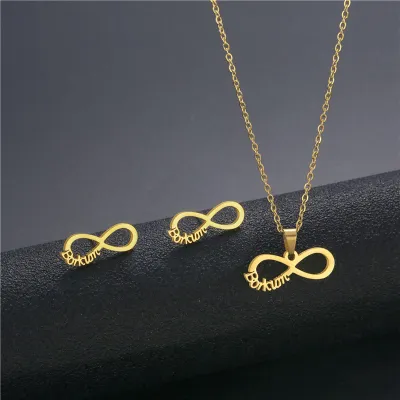 Women's Fashion Simple Smooth Star Footprint Heart Necklace And Earrings Set