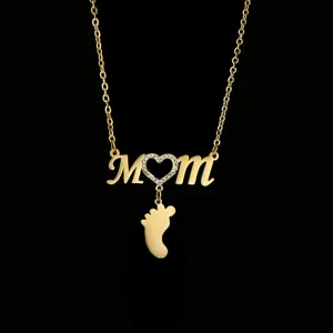 Women Minimalist Stainless Steel Heart-Shaped Footprint Pendant Necklace