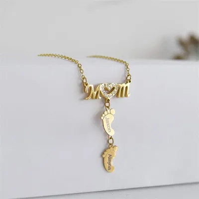 Women Minimalist Stainless Steel Heart-Shaped Footprint Pendant Necklace