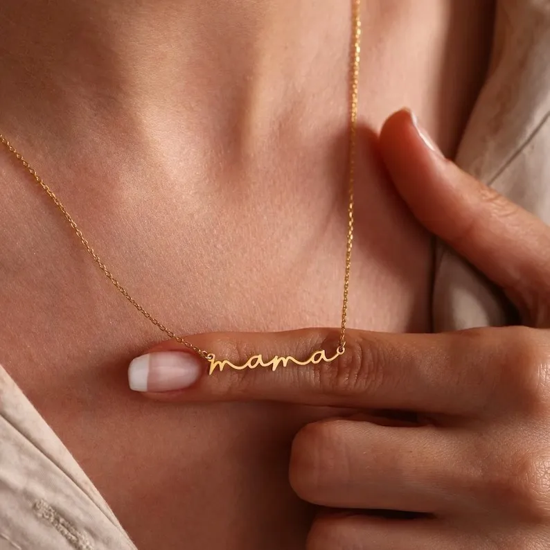 Mother Day Women Minimalist Mini Mama Alphabet Pendant Necklace