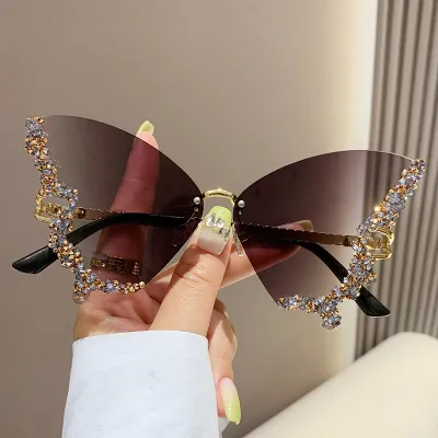 Women Fashion Exaggerated Butterfly Frameless Sunglasses