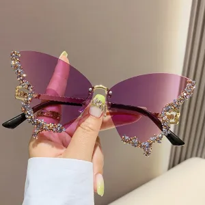 Women Fashion Exaggerated Butterfly Frameless Sunglasses