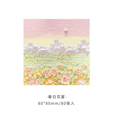 Simple Landscape Oil Painting 3D Post-It Notes Stationery Notebook 80 Pages