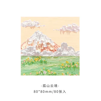 Simple Landscape Oil Painting 3D Post-It Notes Stationery Notebook 80 Pages