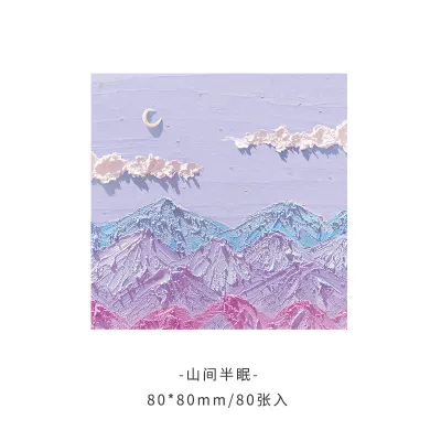 Simple Landscape Oil Painting 3D Post-It Notes Stationery Notebook 80 Pages