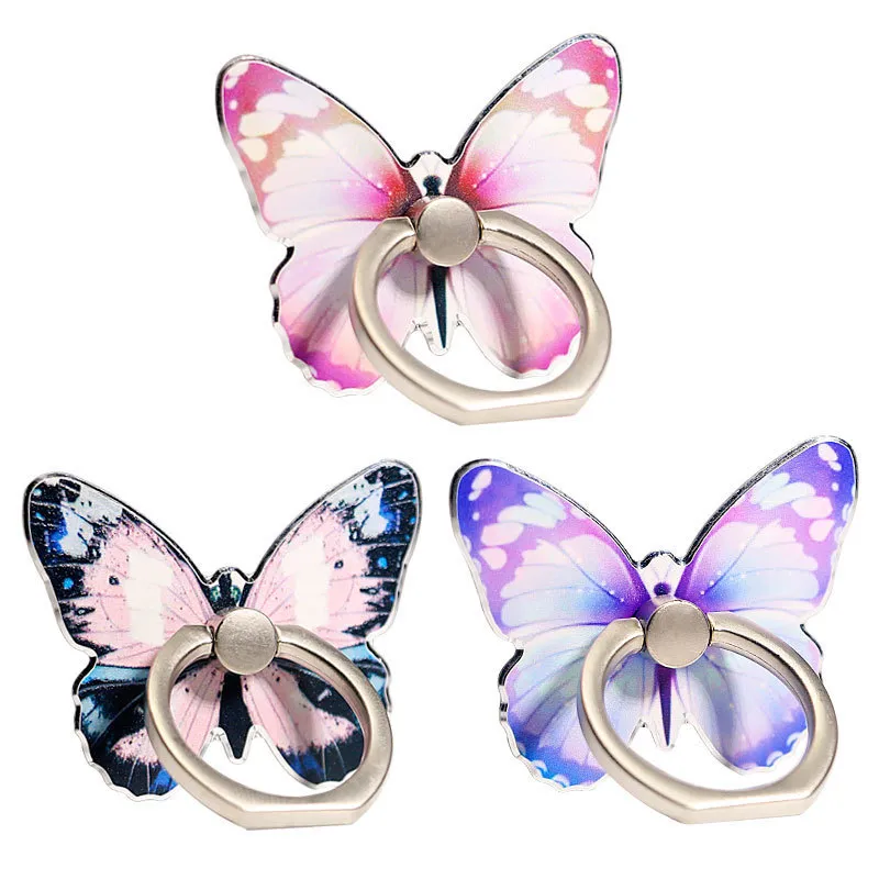 Simple Creative Cartoon Butterfly Painted Phone Bracket Ring Buckle