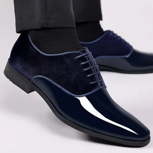 Men Fashion British Business Pointed Toe Lace Up PU Leather Shoes