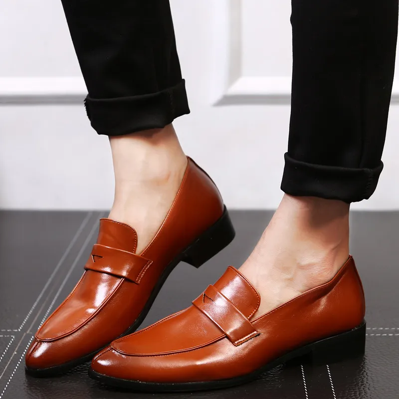 Men Fashion Casual Solid Color Slip On Loafers Business Shoes
