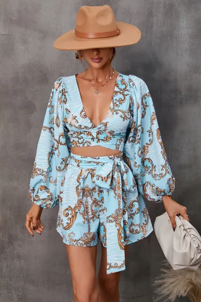 Women Fashion Long Sleeve Cut-Out V-Neck Rompers