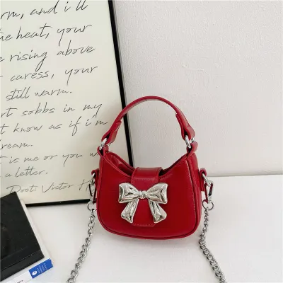 Kids Girls Fashion Casual Bow PU Crossbody Bag with Stripes