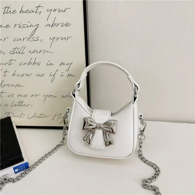 Kids Girls Fashion Casual Bow PU Crossbody Bag with Stripes