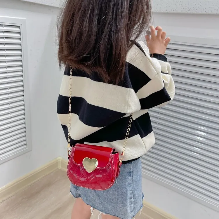 Kids Girls Fashion Sweet Cute Heart-Shaped Crossbody Bag PU Leather Toddler