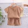 Short Sleeve Cotton Linen Suit Khaki