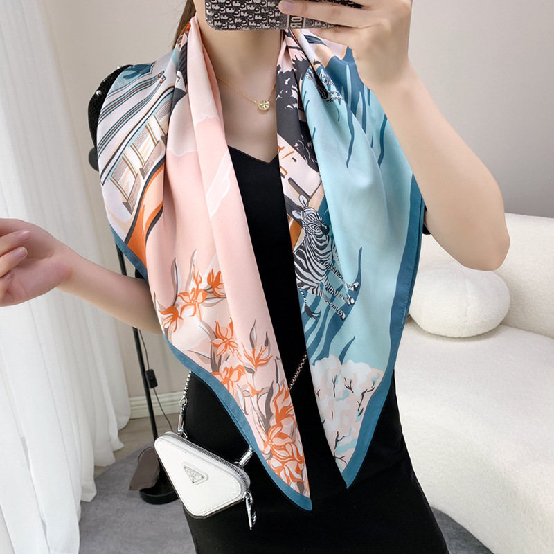【TATIANA】Artisen Twilly Silk Scarf SF2085〜スカーフ#2023春 Wholesale Women Fashion Twill Geometric Print Square Silk Scarf