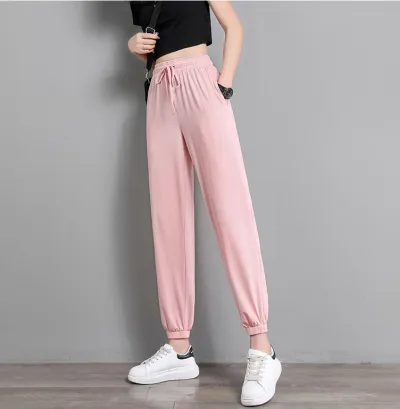 Ice Silk Sports Pants Women Loose Summer Casual Jogger Bloomers