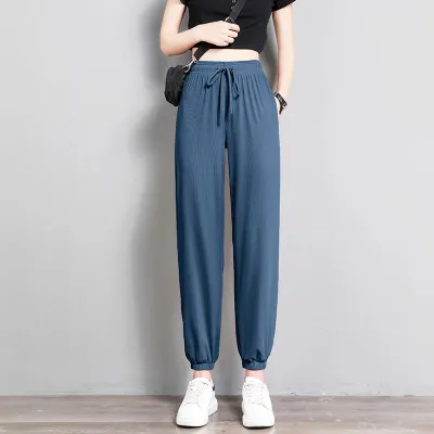 Ice Silk Sports Pants Women Loose Summer Casual Jogger Bloomers