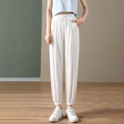 Ice Silk Sports Pants Women Loose Summer Casual Jogger Bloomers