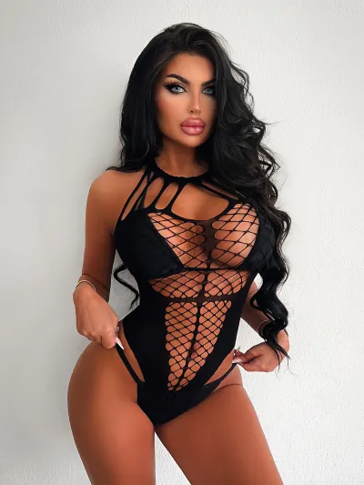 Women Sexy Lingerie Fishnet Tights Halter Backless Bodysuit
