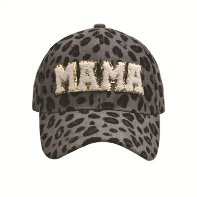 Vintage Women Leopard Camouflage Corduroy Letter Mama Baseball Cap