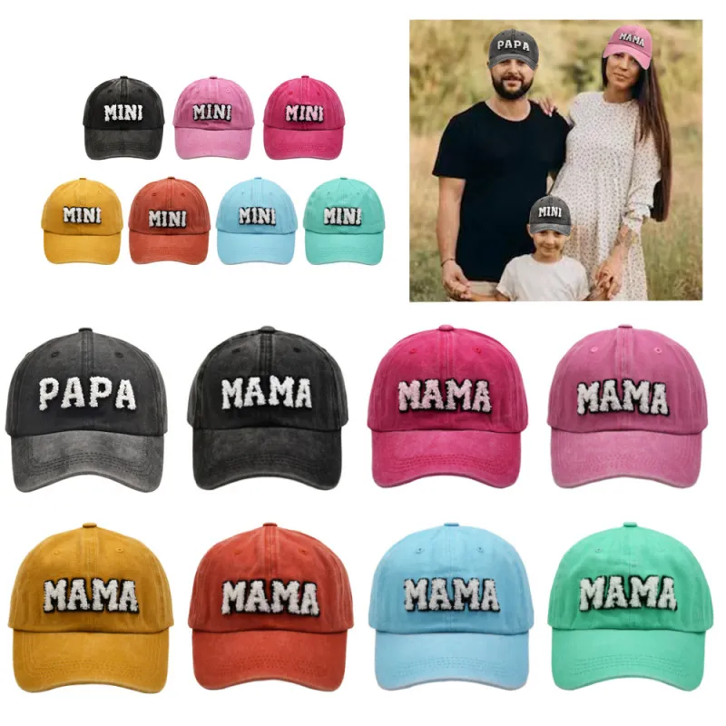 Papa Mama Mini Baseball Cap Family Outdoor Summer Hat for Mom Dad