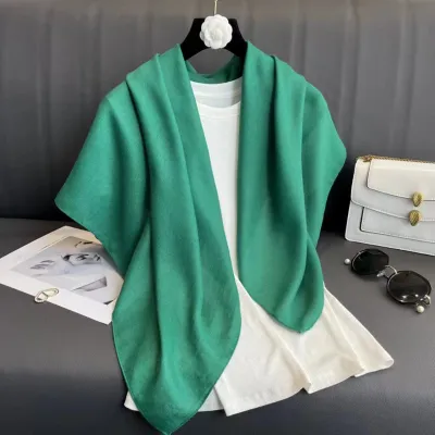 90cm Square Cotton Linen Fashion Solid Color Headscarf Square Scarf