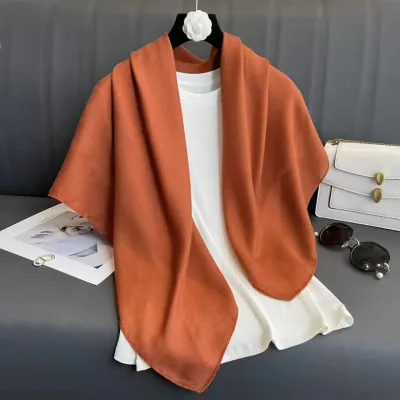 90cm Square Cotton Linen Fashion Solid Color Headscarf Square Scarf