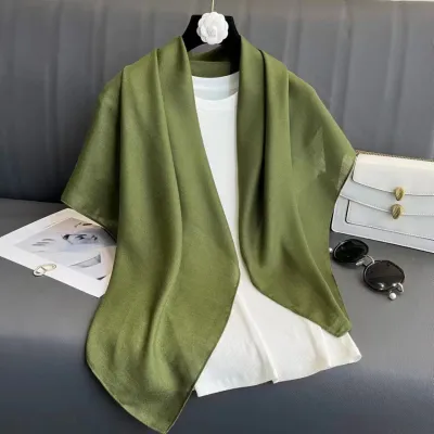 90cm Square Cotton Linen Fashion Solid Color Headscarf Square Scarf