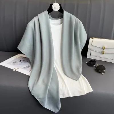 90cm Square Cotton Linen Fashion Solid Color Headscarf Square Scarf