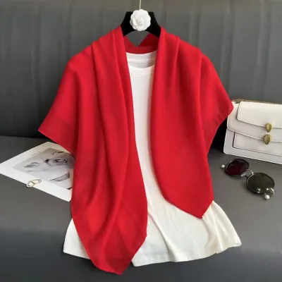 90cm Square Cotton Linen Fashion Solid Color Headscarf Square Scarf