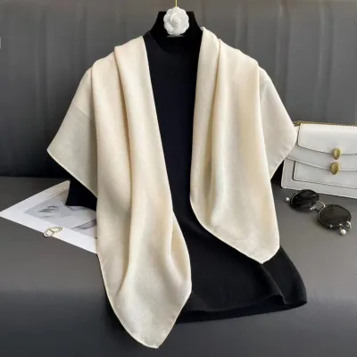 90cm Square Cotton Linen Fashion Solid Color Headscarf Square Scarf