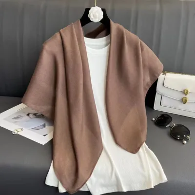 90cm Square Cotton Linen Fashion Solid Color Headscarf Square Scarf