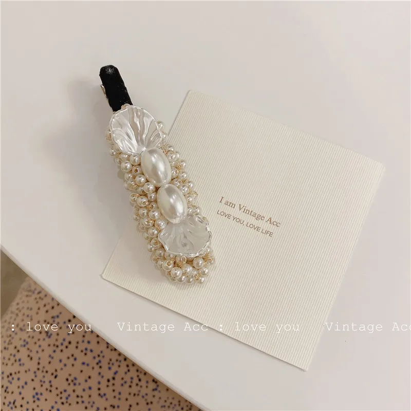 Women Fashion Sweet Geometric Pearl Imitation Shell Duckbill Hair Clip