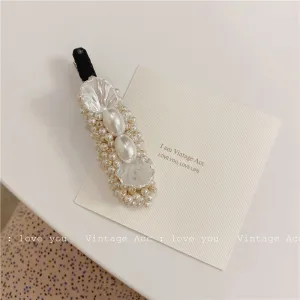 Women Fashion Sweet Geometric Pearl Imitation Shell Duckbill Hair Clip