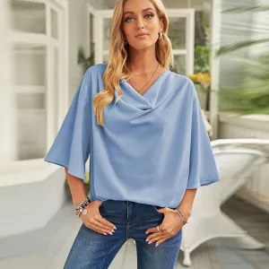 Women Fashion Solid Color Chiffon Blouses