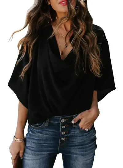 Women Fashion Solid Color Chiffon Blouses