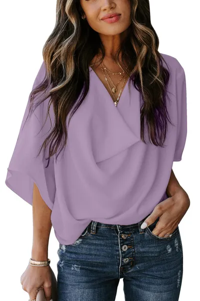 Women Fashion Solid Color Chiffon Blouses