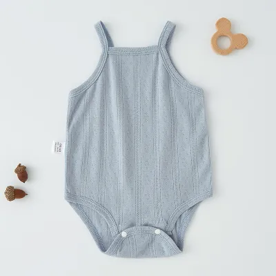 Kids Baby Boys Girls Cute Solid Color Cami Romper Sleeveless Pullover Triangle Climb Cotton 100% Simple Style