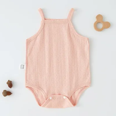 Kids Baby Boys Girls Cute Solid Color Cami Romper Sleeveless Pullover Triangle Climb Cotton 100% Simple Style