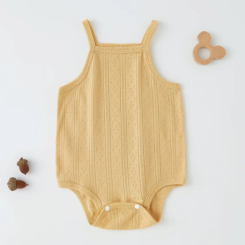 Kids Baby Boys Girls Cute Solid Color Cami Romper Sleeveless Pullover Triangle Climb Cotton 100% Simple Style
