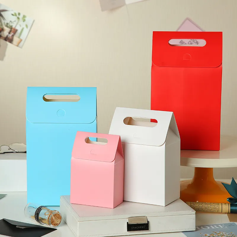 Simple Solid Color Kraft Paper Gift Packaging Shopping Bag