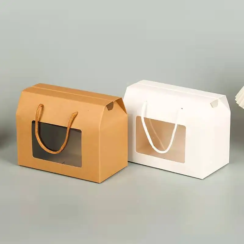 Simple Creative Window Folding Gift Snack Packaging Handle Bags Shopping Bags