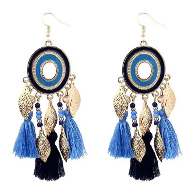 Bohemian Ethnic Retro Tassel Flower Earrings