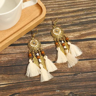Bohemian Ethnic Retro Tassel Flower Earrings