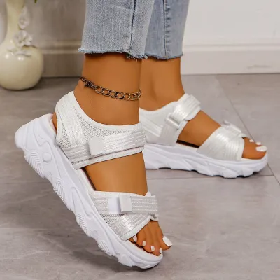 Summer Women Fashion Plus Size Thick-Soled Velcro Sandals