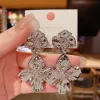 Silver Floral Earrings [Real Gold Color Plating]]