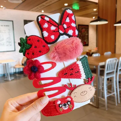 Kids Girls Cute Sweet Maillard Plush Hair Side Clip