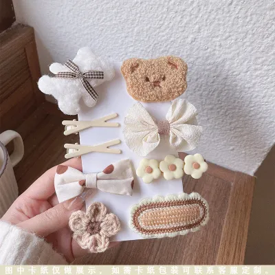 Kids Girls Cute Sweet Maillard Plush Hair Side Clip