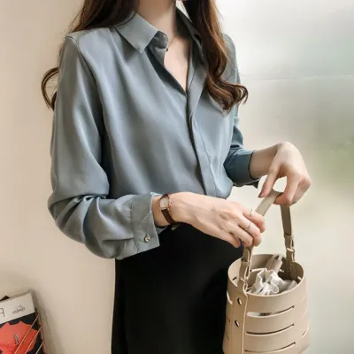 Women Elegant Temperament Solid Color Long Sleeve Cardigan Blouses