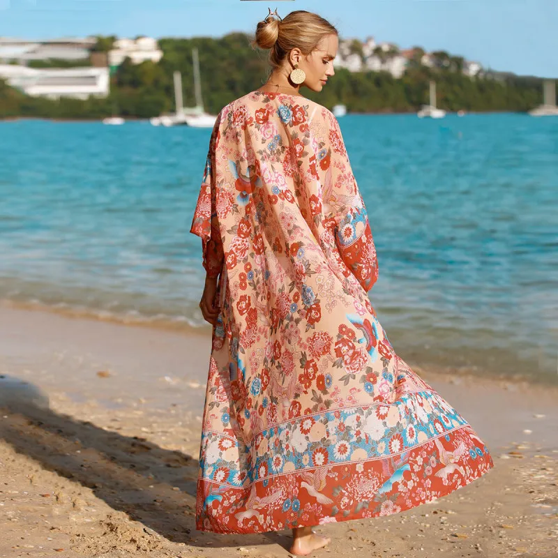 Women Sexy Chiffon Print Beach Swimwear Cover-Up