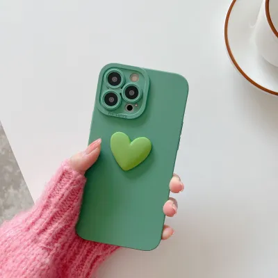 Women Fashion 3D Heart-Shaped Apple Mobile Phone TPU Protective Soft Shell Case